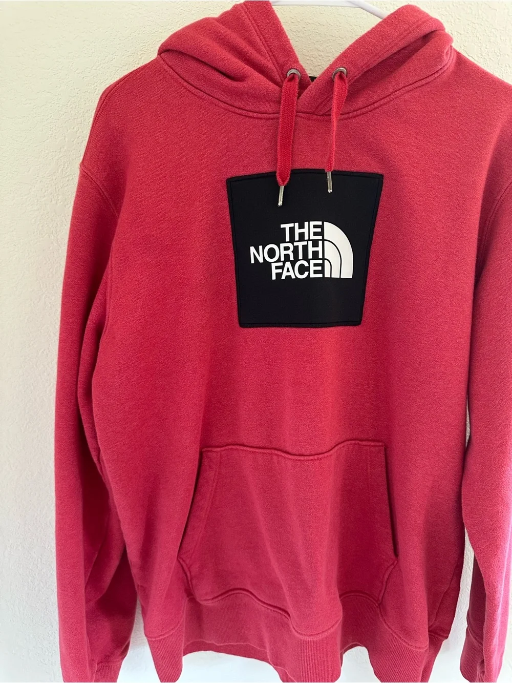 The North Face Men's Red Crewneck Hoodie with Logo Patch